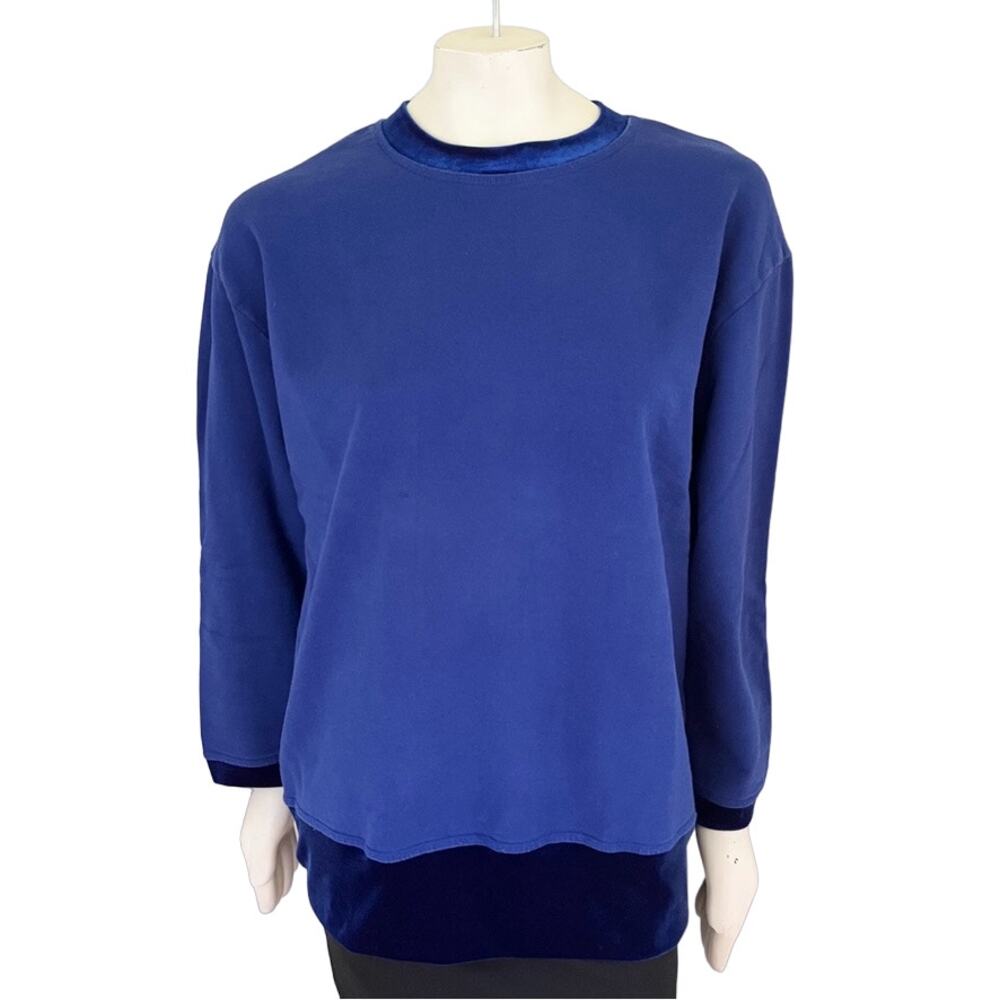 VTG GANTOS Velvet Trimmed Sweatshirt in Royal Blue SZ XL